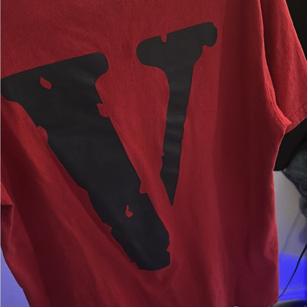 Red T-Shirt with Black V Graphic